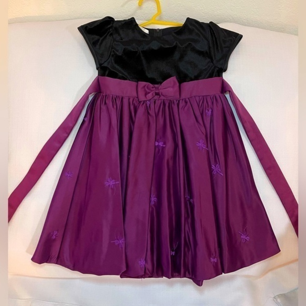 EUC Peachy Kids 6 Girls Sleeveless Purple & Black Color Block Party Dress